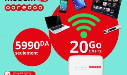 Pour 5 990 DA, profitez du nouveau modem 4G de Ooredoo avec 20 Go d’internet offerts